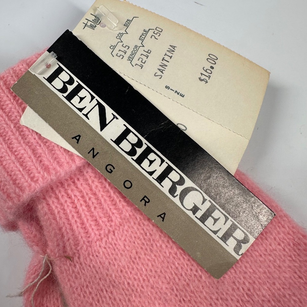 Ben Berger Pink Gloves Vintage Angora Rabbit Lambs Wool Blend Luxury One Size - Picture 2 of 9